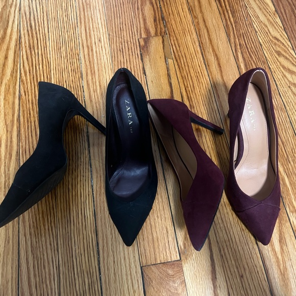 Zara Suede Pumps - Burgundy - Picture 9 of 10